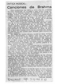 Crítica Musical Canciones de Brahms
