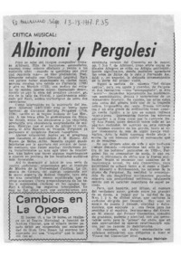 Crítica Musical Albinoniy Pergolesi