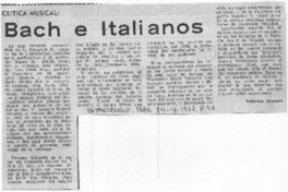 Crítica Musical Bach e Italianos