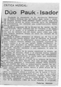 Crítica Musical Dúo Pauk-Isador