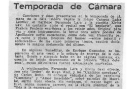 Crítica Musical Temporada de Cámara