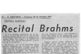 Crítica Musical Recital Brahms