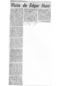 Acontecimiento Musical Visita de Edgar Hunt