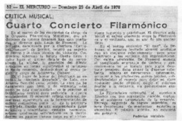 Crítica Musical Cuarto concierto filarmónico