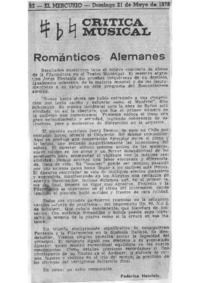 Crítica Musical Románticos Alemanes