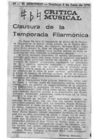 Crítica Musical Clausura de la temporada Filarmónica