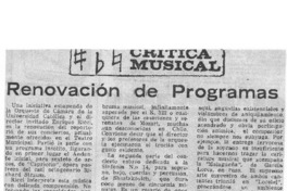 Renovación de Programas Crítica Musical