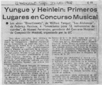 Yungue y Heinlein: Primeros Lugares en Concurso Musical