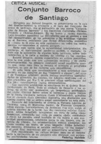 Conjunto Barroco de Santiago Crítica Musical