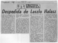 Despedida de Lazlo Halasz Crítica Musical