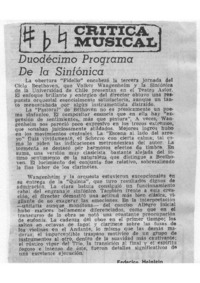 Duodécimo Programa de la Sinfónica Crítica Musical