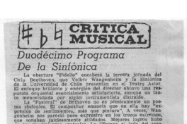 Duodécimo Programa de la Sinfónica Crítica Musical