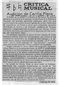 Audición de Cecilia Plaza Crítica Musical