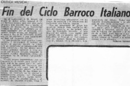 Fin del Ciclo Barroco Italiano Crítica Musical
