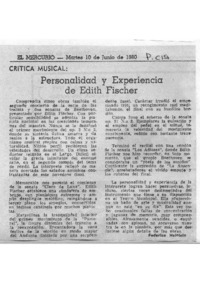 Personalidad y Experiencia de Edith Fischer Crítica Musical