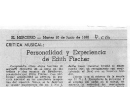 Personalidad y Experiencia de Edith Fischer Crítica Musical