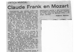 Claude Frank en Mozart Crítica Musical