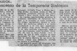 Comienzo de la temporada sinfónica Crítica Musical