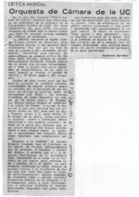 Orquesta de Cámara de la UC Crítica Musical