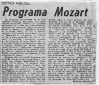 Programa Mozart Crítica Musical