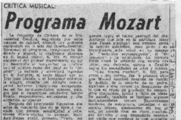 Programa Mozart Crítica Musical