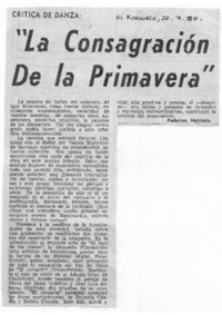 "La Consagración de la Primavera" Crítica de Danza