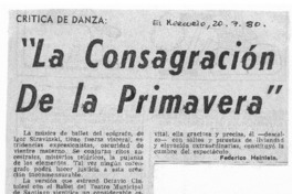"La Consagración de la Primavera" Crítica de Danza