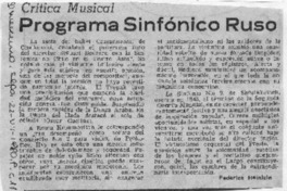 Programa Sinfónico Ruso Crítica Musical