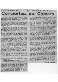 Coniertos de Cámara Crítica Musical