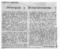 Jerarquía y Entendimiento Crítica Musical