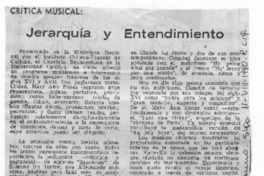 Jerarquía y Entendimiento Crítica Musical
