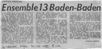 Ensemble 13 Baden-Baden Crítica Musical