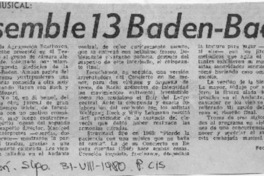 Ensemble 13 Baden-Baden Crítica Musical