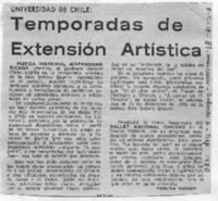 Tempordas de Extensión Artística Universidad de Chile