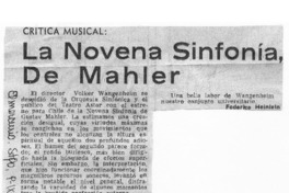 La Novena Sinfonía, de Mahler Crítica Musical
