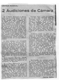 2 Audiciones de cámara Crítica Musical