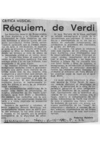 Réquiem, de Verdi Crítica Musical