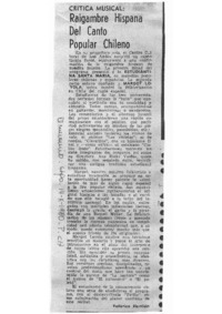 Raigambre Hispana del Canto Popular Chileno Crítica Musical