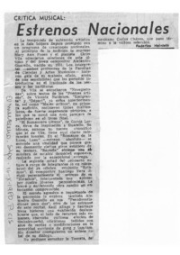 Estrenos Nacionales Crítica Musical