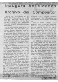 Inaugura Actividades Archivo del Compositor