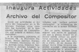 Inaugura Actividades Archivo del Compositor