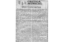 Crítica musical Dos Conciertos