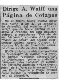 Dirige A. Wolff una página de Cotapos