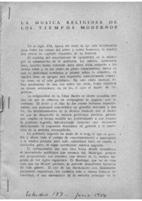 La música religiosa de los tiempos modernos