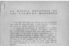 La música religiosa de los tiempos modernos