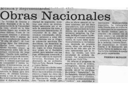 Música y Representación Obras Nacionales.