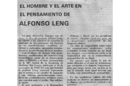 EL Hombre y el Arte en el Pensamiento de Alfonso Leng