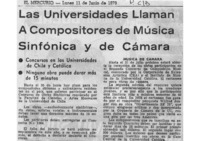 Las Universidades Llaman a compositores de Música Sinfónica y de Cámara