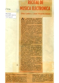 Recital de música electrónica Otto Laske y José Vicente Asuar