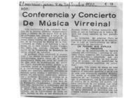 Conferencia y concierto de música virreinal